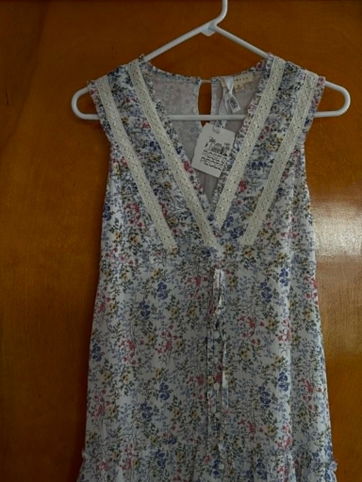 Lace-Trimmed Floral Button-Front Ruffle Maxi Dress