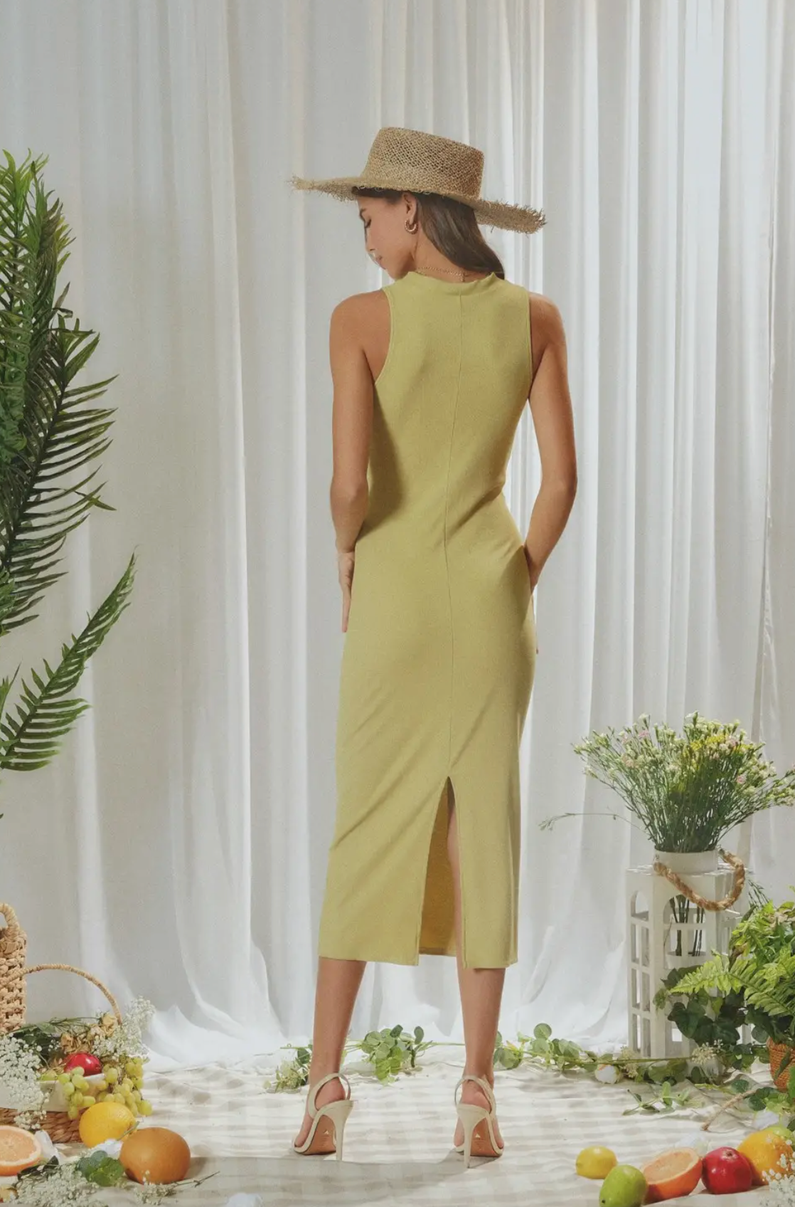 Baby Rib Cut Out Midi Dress